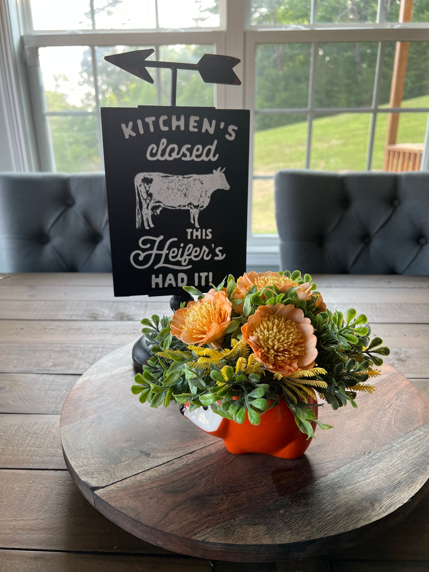 Hedgehog with orange flowers