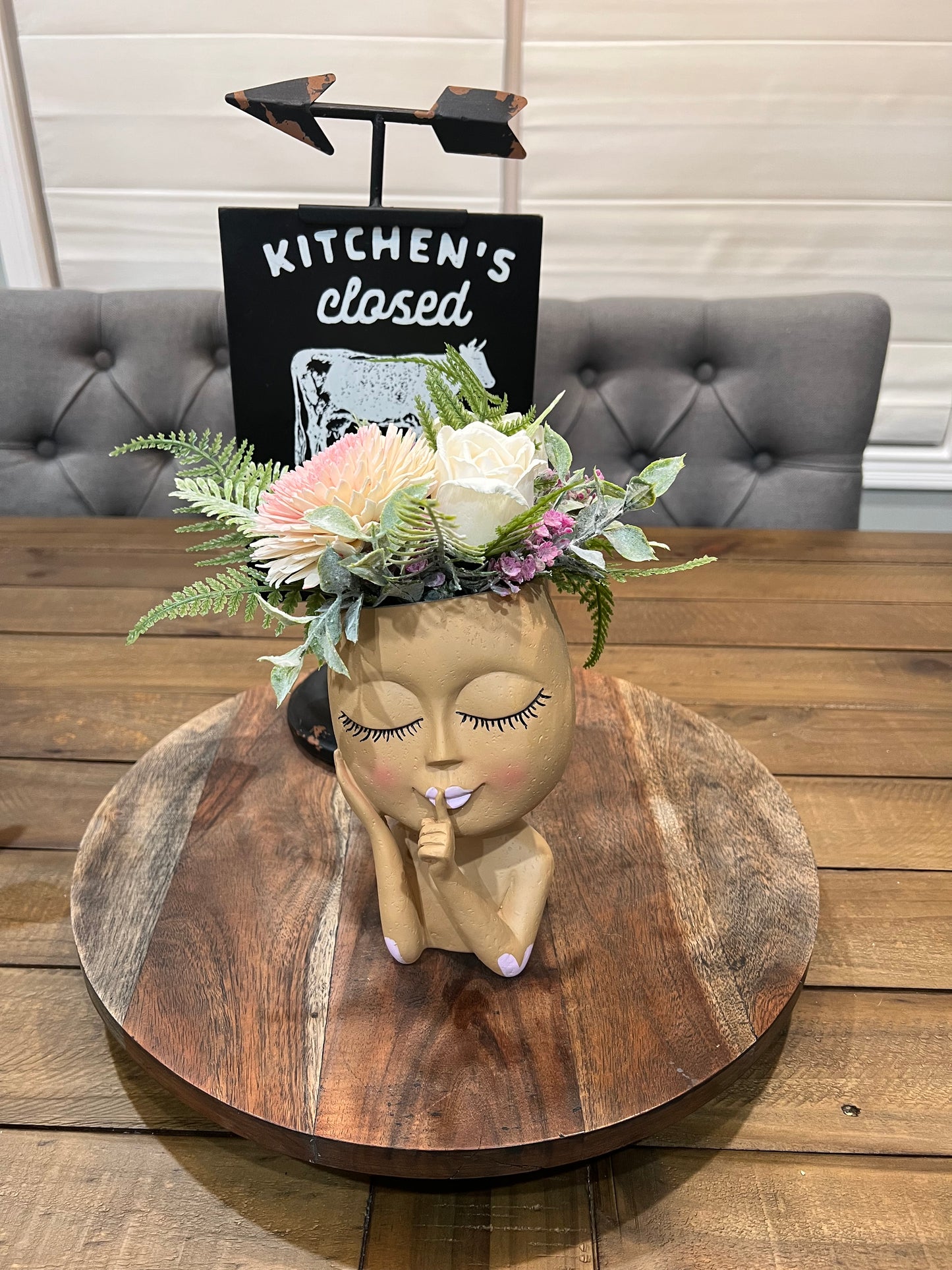 Head with Pink and White flowers