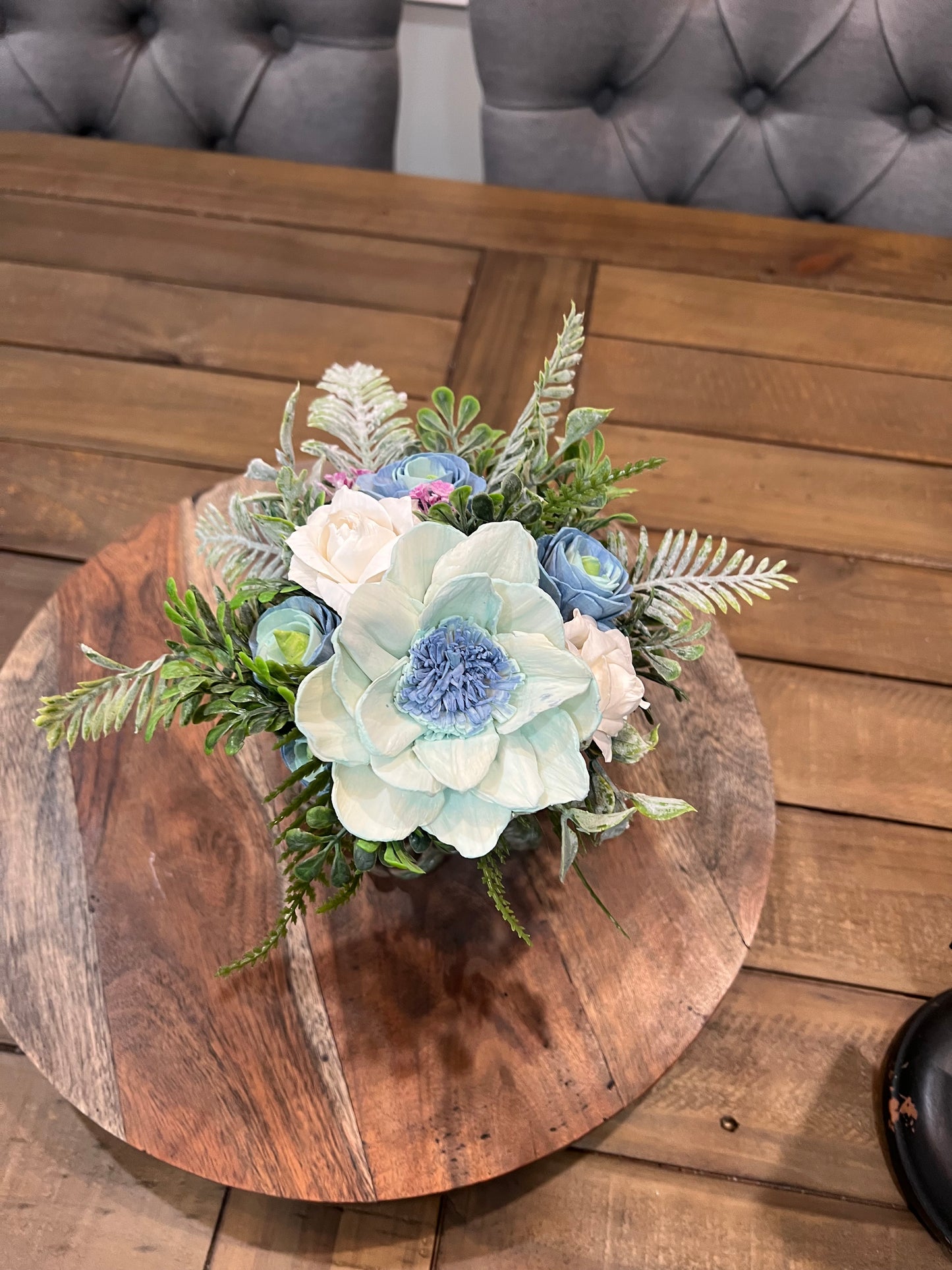 Groot with Aqua and white flowers