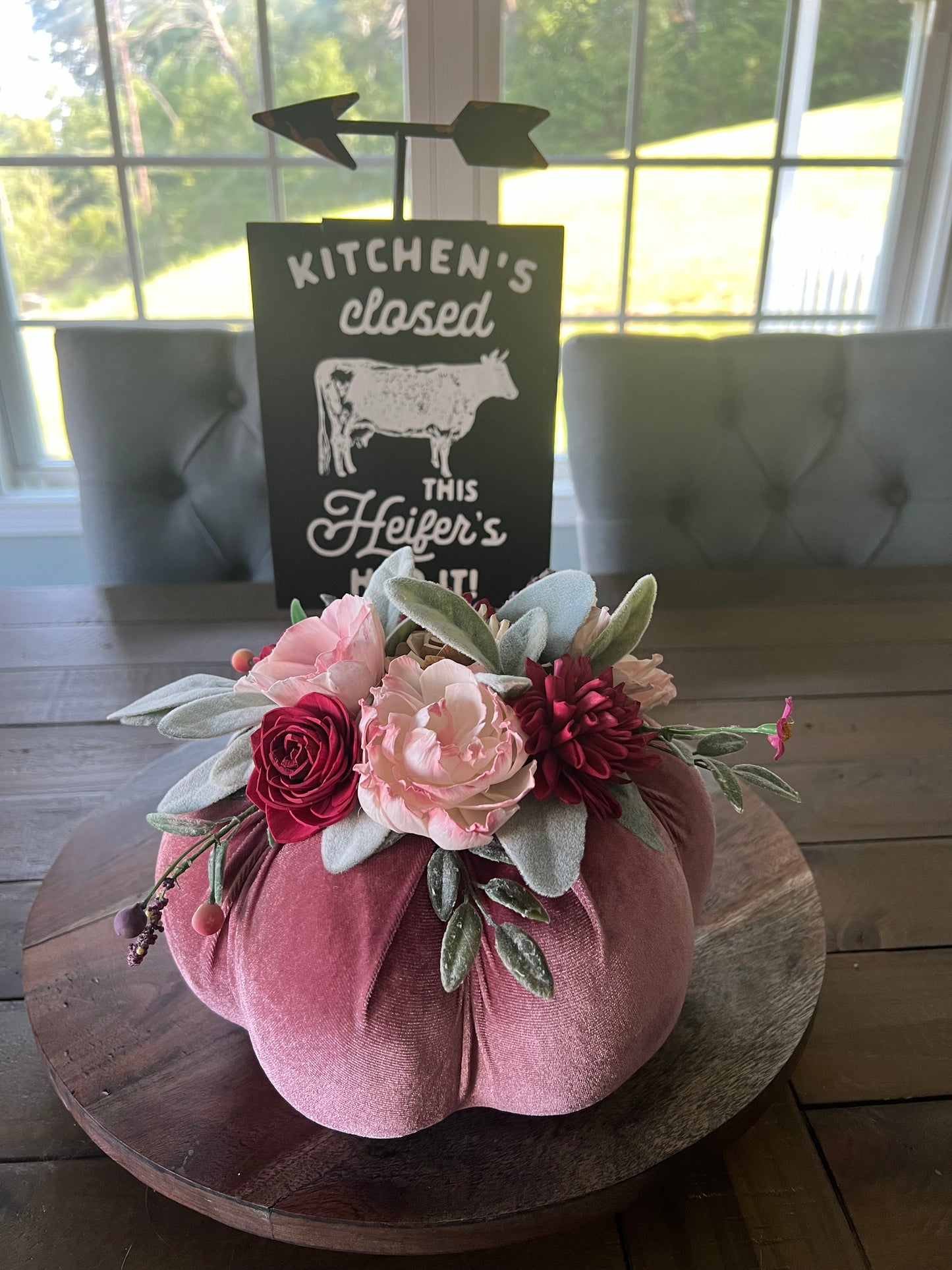 Fall Pink Pumpkin Floral Decorations