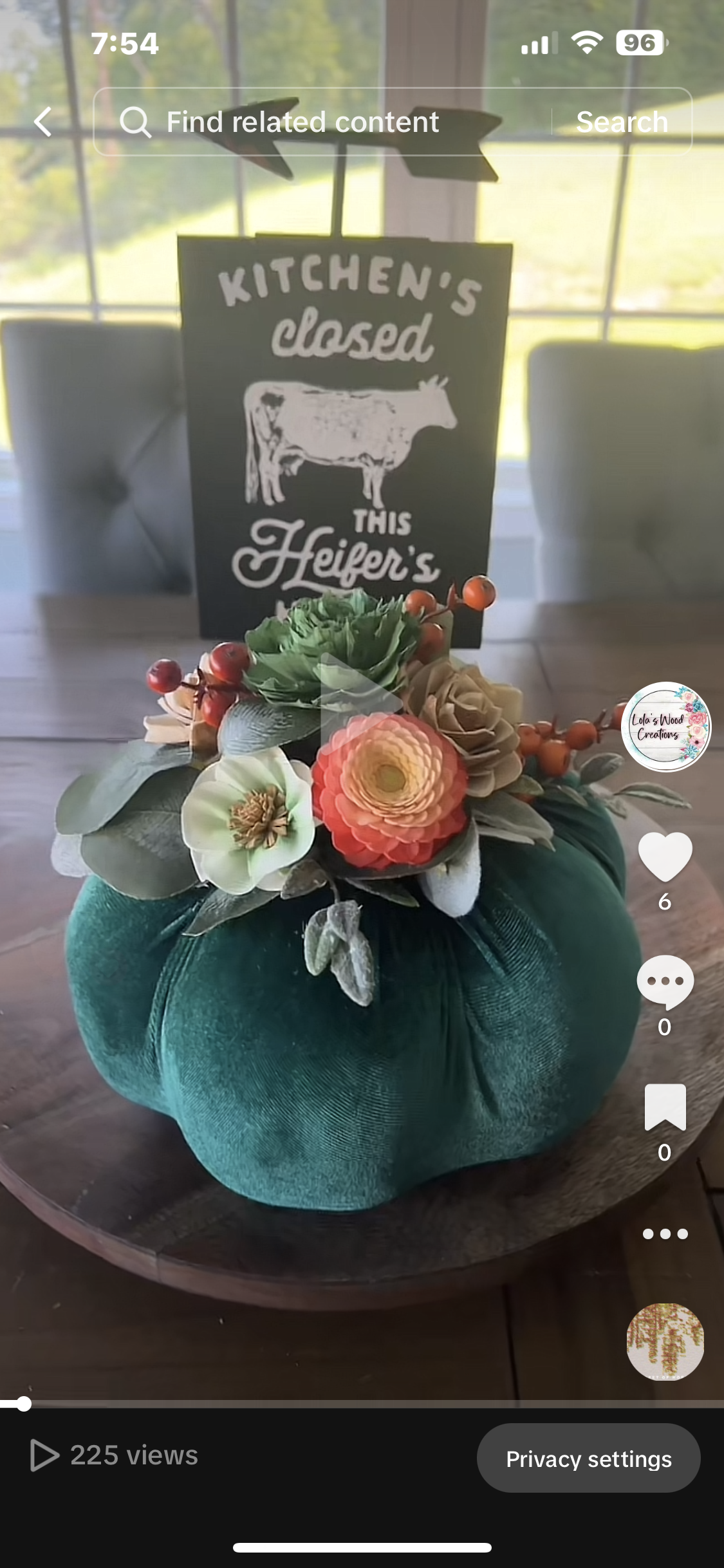 Fall Pink Teal Floral Decorations