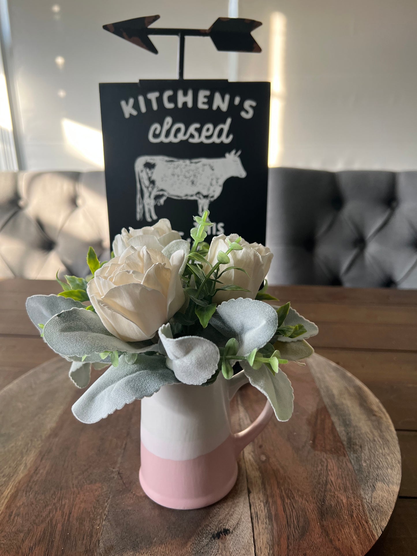 Copy of Mini Pink and white Pitcher with pink and white flowers