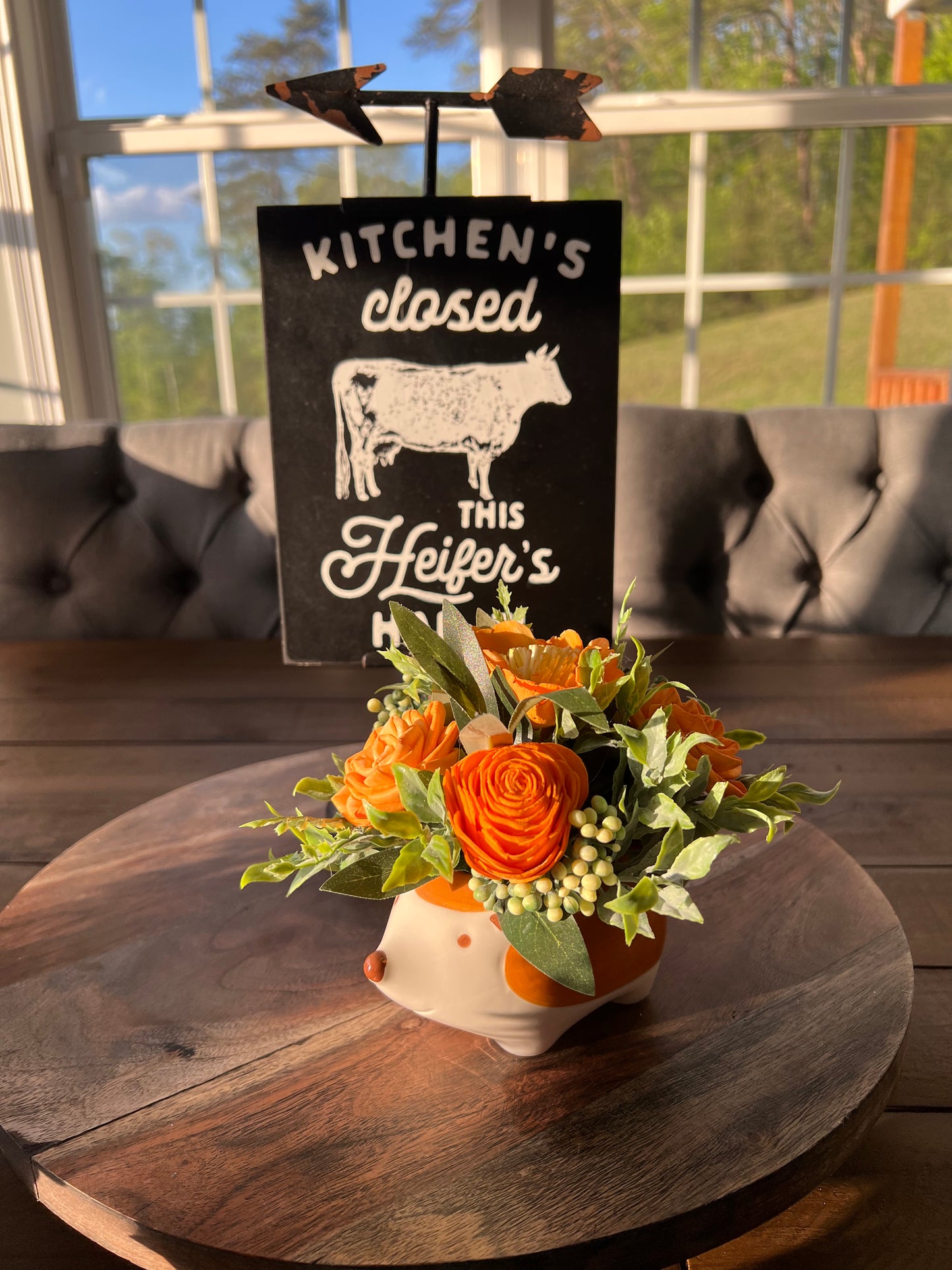 Hedgehog with orange flowers