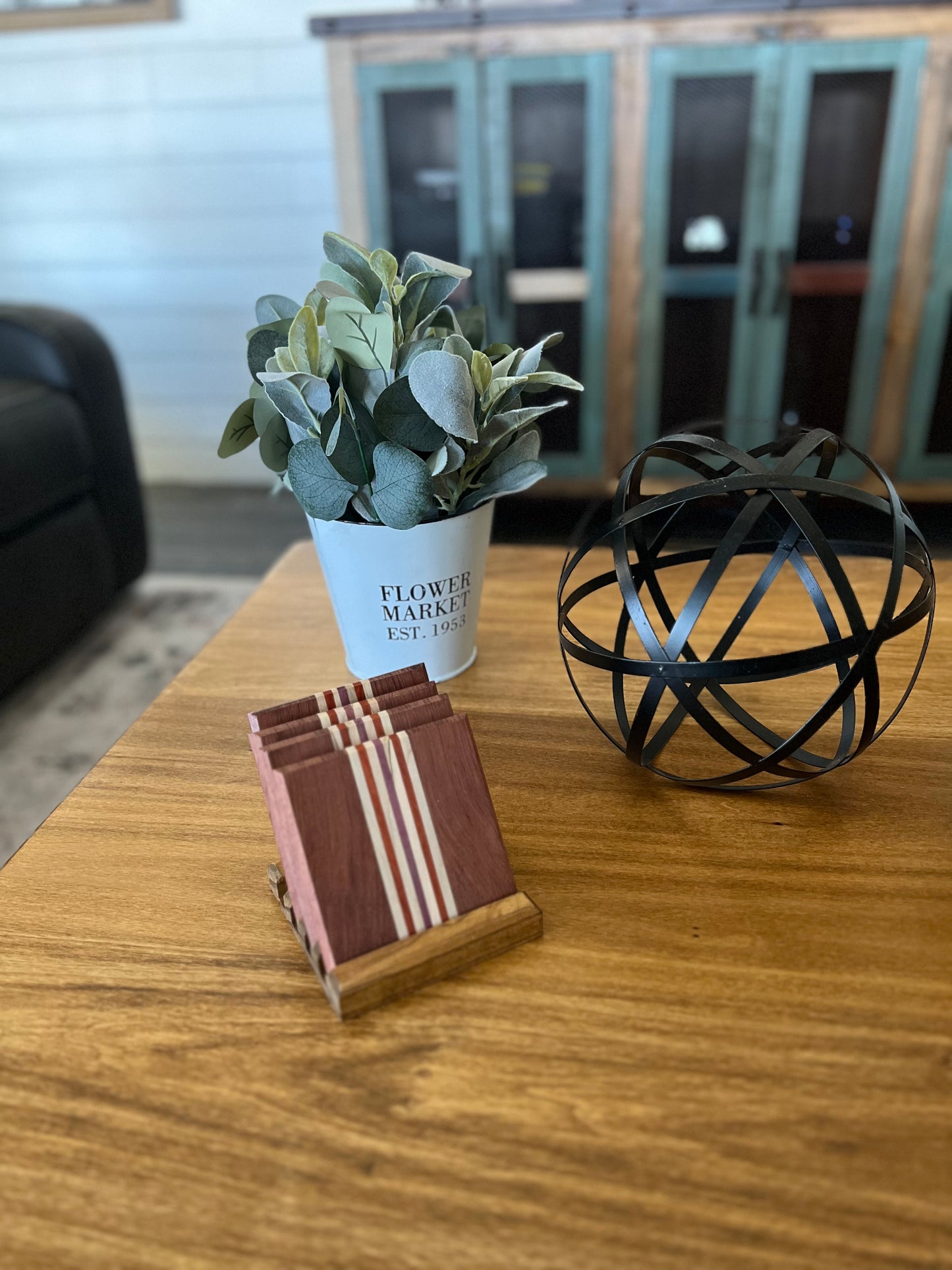 WOOD DECOR COASTER SET