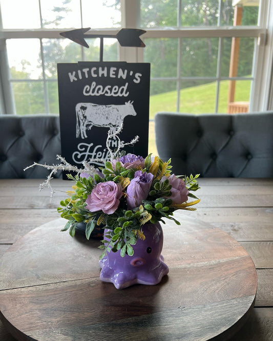 Octopus with purple flowers