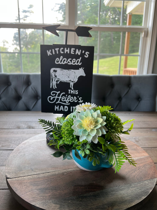 Whale with light blue flowers