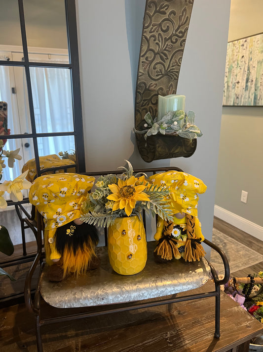 YELLOW VASE WITH SUNFLOWERS ARRANGEMENT