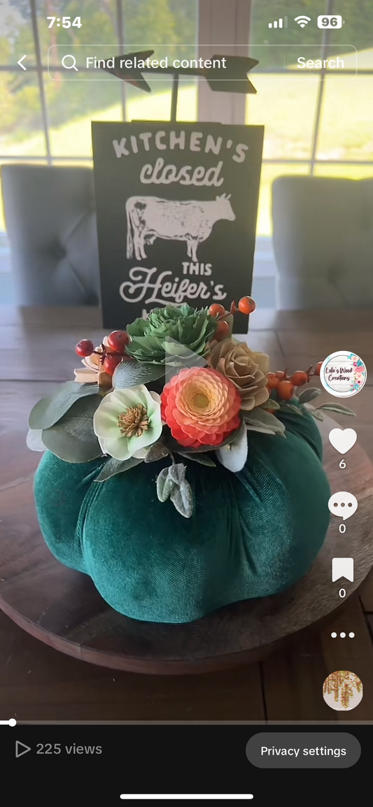 Fall Pink Teal  Floral Decorations