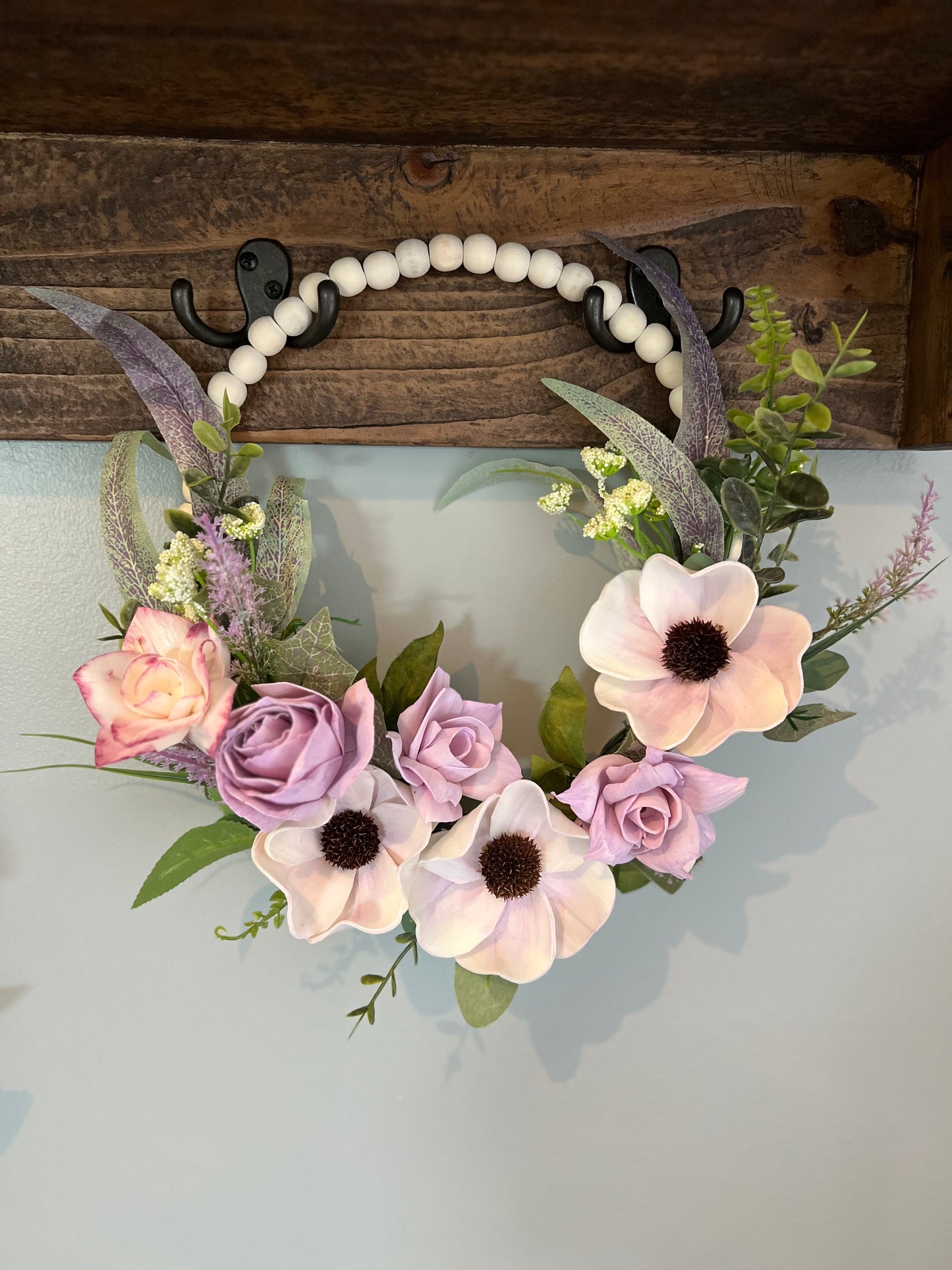 BEAD RING WITH LAVENDER FLOWERS