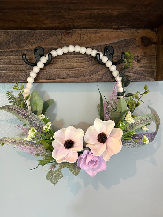 BEAD RING WITH LAVENDER FLOWERS